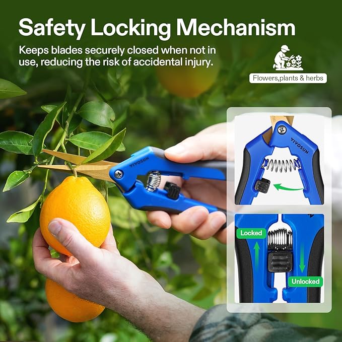VIVOSUN 3-Pack 6.5 Inch Gardening Scissors Hand Pruner Pruning Shear with Titanium Coated Curved Precision Blades - Bloomnest