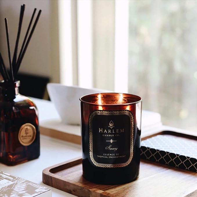 HARLEM CANDLE CO. Savoy - Luxury Scented Soy Candle, 11 oz - 80-Hour Burn Time | Blackcurrant, Mandarin, Green Apple and Lily of The Valley | Scented Candles for Home - Bloomnest
