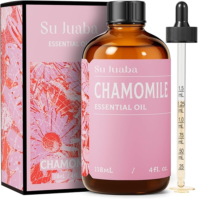 SU JUABA Chamomile Essential Oil 4 Oz, 100% Pure Natural for Relaxation, Skin Care, Massage, Sleep & Aromatherapy - 118ML Bloomnest