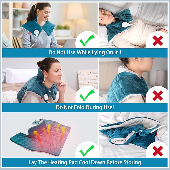 Comfytemp Heating Pad for Neck and Shoulders and Back, 2.6lb Weighted Electric Heat Pad FSA Eligible, Large HSA Heated Wrap, 9 Heat Settings & 11 Timer, Valentines Birthday Gifts for Women Men Mom Dad - Bloomnest