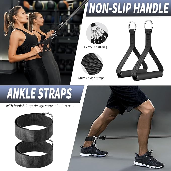 WHATAFIT Resistance Bands, Exercise Bands，Resistance Bands for Working Out, Work Out Bands with Handles for Men and Women Fitness, Strength Training Home Gym Equipment - Bloomnest