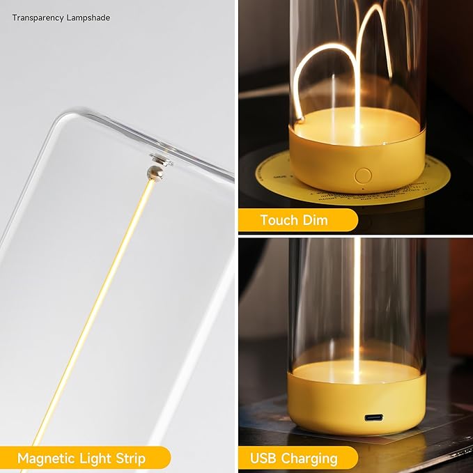 AUGE LIGHT Mini Minimalist Table Lamp Cordless LED Desk Lamp Rechargeable Modern Night Lights Portable Nightstand Lamps Unique Ambient Light Mood Lighting for Bedroom, Beside, Nursery - Bloomnest