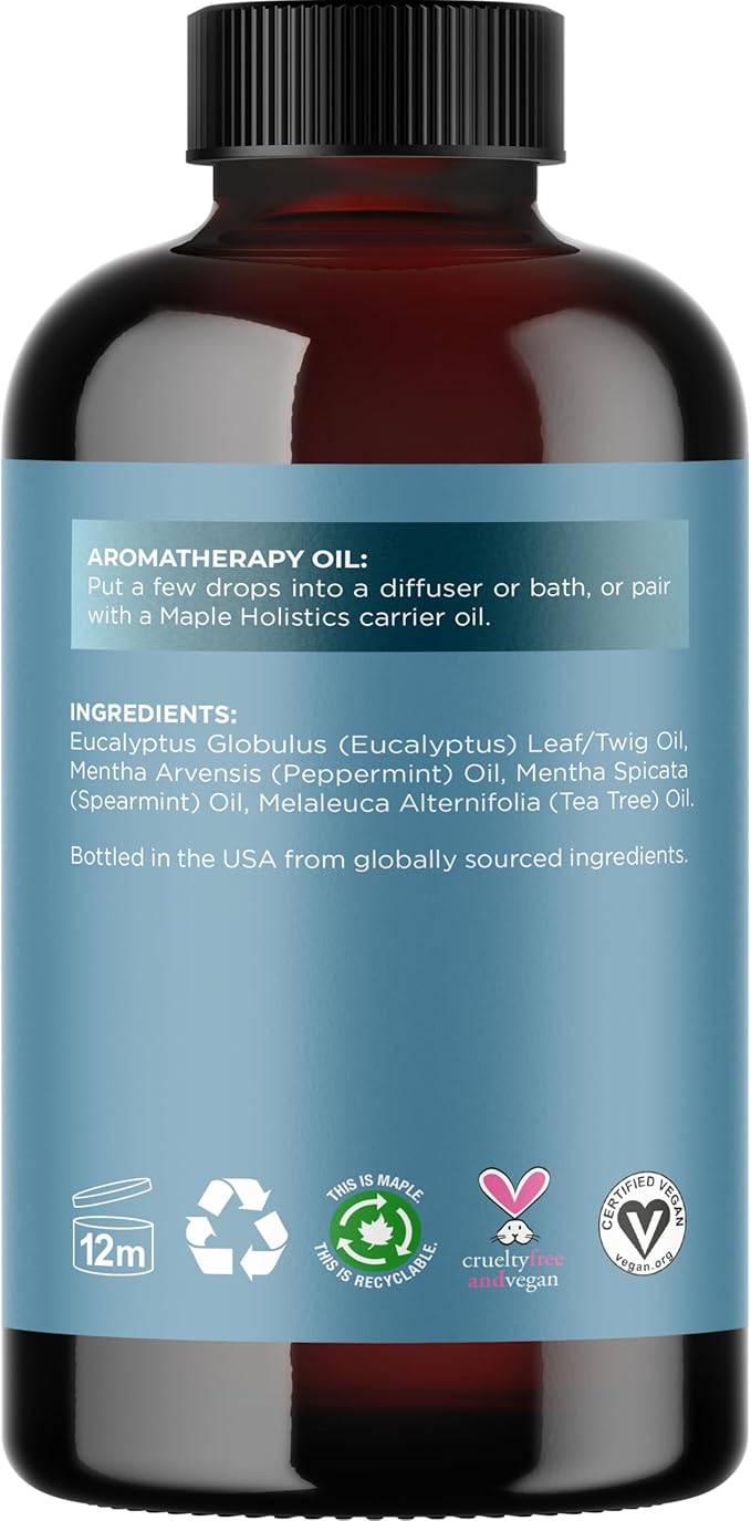 Breathe Essential Oil for Diffuser - Invigorating and Refreshing Breathe Essential Oil Blend with Eucalyptus Peppermint Tea Tree and Mint for Diffusers for Home and Shower Aromatherapy (4 Fl Oz) - Bloomnest