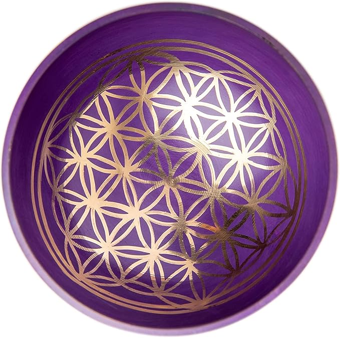 Tibetan Singing Bowl Set - Authentic Handcrafted Mindfulness Meditation Holistic Sound 7 Chakra Healing Gift by Himalayan Bazaar (Purple-Magenta) - Bloomnest