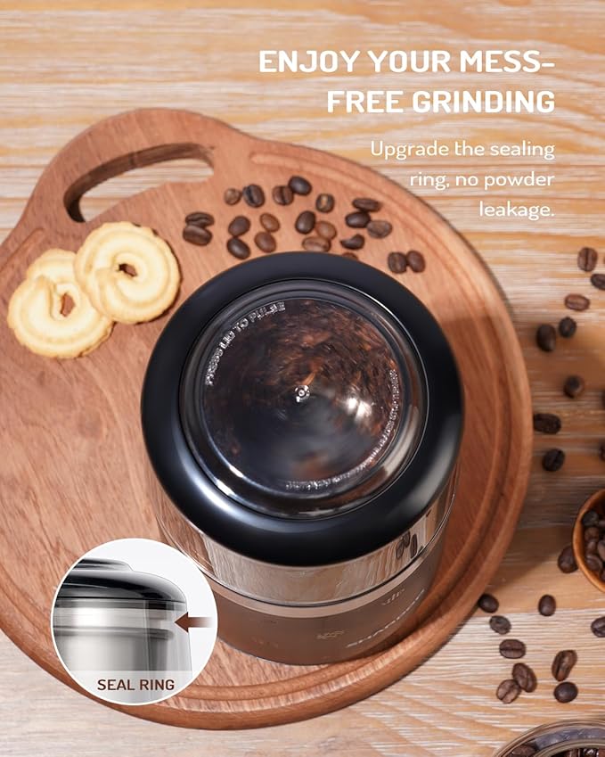 SHARDOR Super Silent Coffee Grinder, Herb, Spice, Electric Coffee Bean & Espresso Grinder with 1 Removable Stainless Steel Bowl - Bloomnest