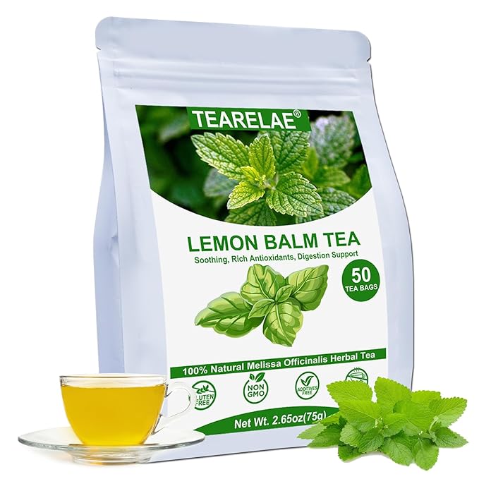 TEARELAE - Lemon Balm Tea Bag - 1.5g X 50 Count - Pure Natural Dried Lemon Balm Herb - Premium Lemon Balm Leaf for Calming and Digestion Support - Caffeine-free - Non-GMO - Bloomnest