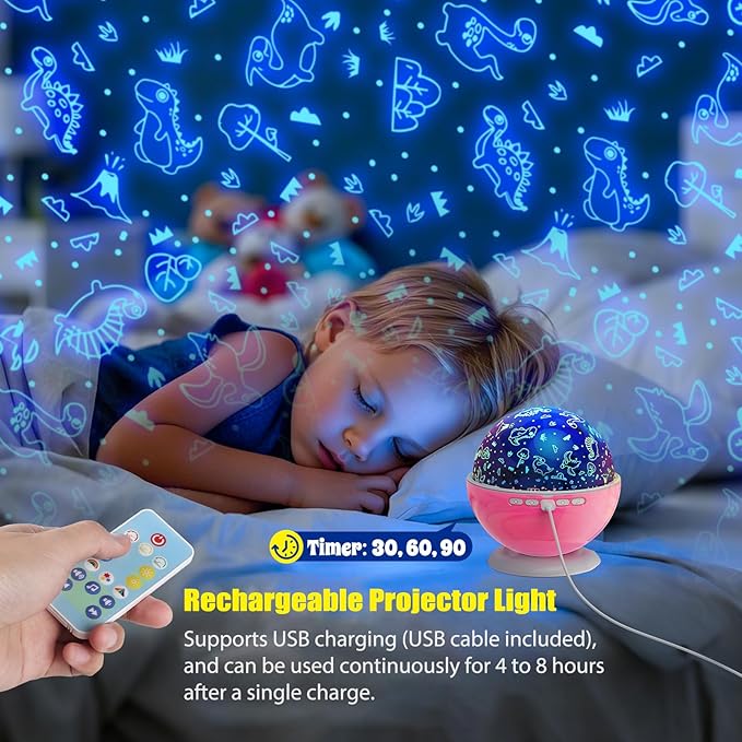 Night Light Projector, Night Light for Kids, Star Projector, 54 Light Color 360 Degree Rotation Kids Night light, Rechargeable Lamp for Bedroom, Light Projector Birthday Christmas Gifts for Boys Girls - Bloomnest