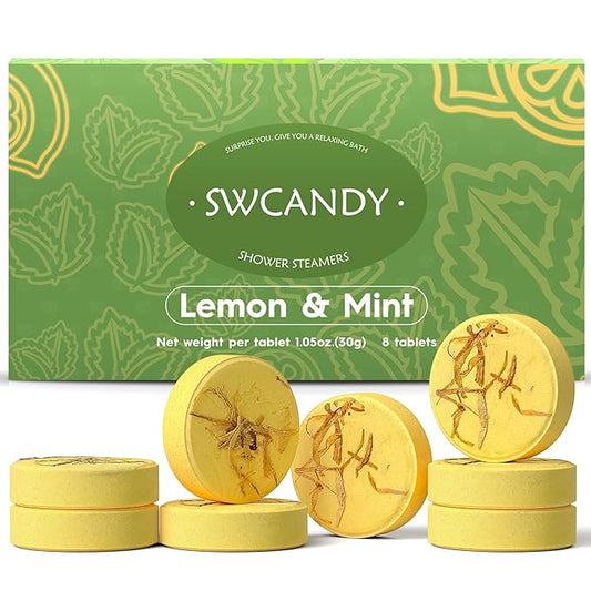 Shower Steamers Aromatherapy Birthday Gifts for Women Travel Essentials, 8 Pcs Lemon Mint, Bath Bombs Shower Bombs with Natural Essential Oils, Relaxation Home SPA - Bloomnest