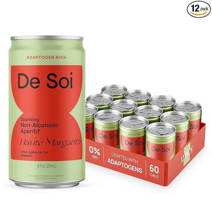 De Soi Haute Margarita 12-Pack – Sparkling Non-Alcoholic Margarita-Style Drink with Adaptogens, L-Theanine, Lion’s Mane & Reishi Mushroom, Bold Mocktail Alternative - Bloomnest