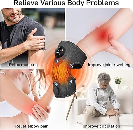 8 Modes Knee Massager with Heat-20 Intensities Cordless Knee Brace forArthritis Pain Relief, Muscle Relaxation& Joint Support -ldeal for Knee,Shoulder, Elbow - Gifts ldea - Bloomnest