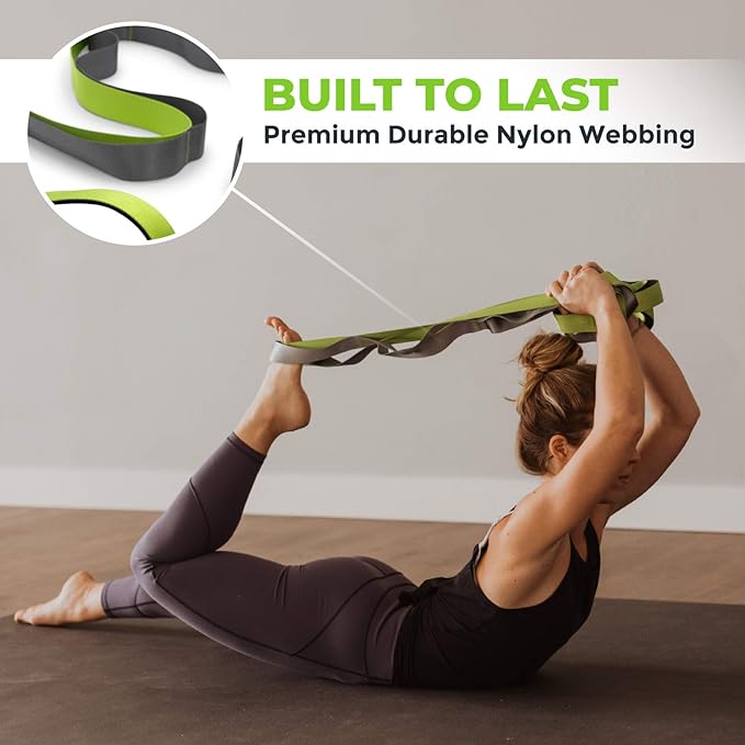 Gradient Fitness Stretching Strap for Physical Therapy, 12 Multi-Loop Stretch Strap 1.5" W x 8' L, Neoprene Handles, Physical Therapy Equipment, Yoga Straps for Stretching, Leg Stretcher. - Bloomnest
