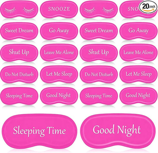 Eurzom 20 Pieces Funny Eye Sleeping Mask Bulk with Adjustable Strap Blackout Eye Sleep Mask for Night Blindfold Cover for Women Men(Rose Red) - Bloomnest