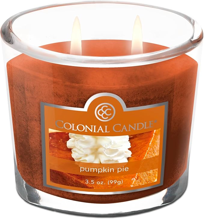 Colonial Candle Pumpkin Pie Scented Jar Candle, 2 Wick, 3.5 oz, Mottled Wax Candle - Bloomnest