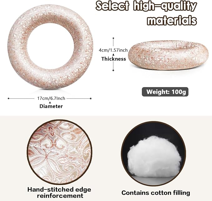 Singing Bowl Cushion for Tibetan Singing Bowls, Handmade Silk Brocade Round Cushion Pillow for Sound Healing and Crystal Sound Bowls Accessories(6.7 Inch,Pink) - Bloomnest