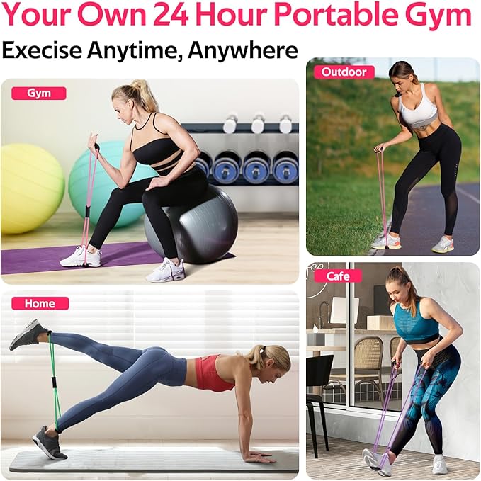 RENRANRING Figure 8 Fitness Resistance Bands with Handles - Exercise Tube Band Set of 3 for Arm and Shoulder Stretch, Rope 8 Word Elastic for Women and Men