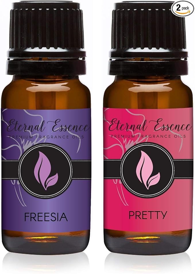 Eternal Essence Oils 2 Pack 10ml Premium Fragrance Oil - Freesia & Pretty - for Candle, Soap Making, Aromatherapy, Diffusers, Home Care, & Humidifiers EternalEssenceOils
