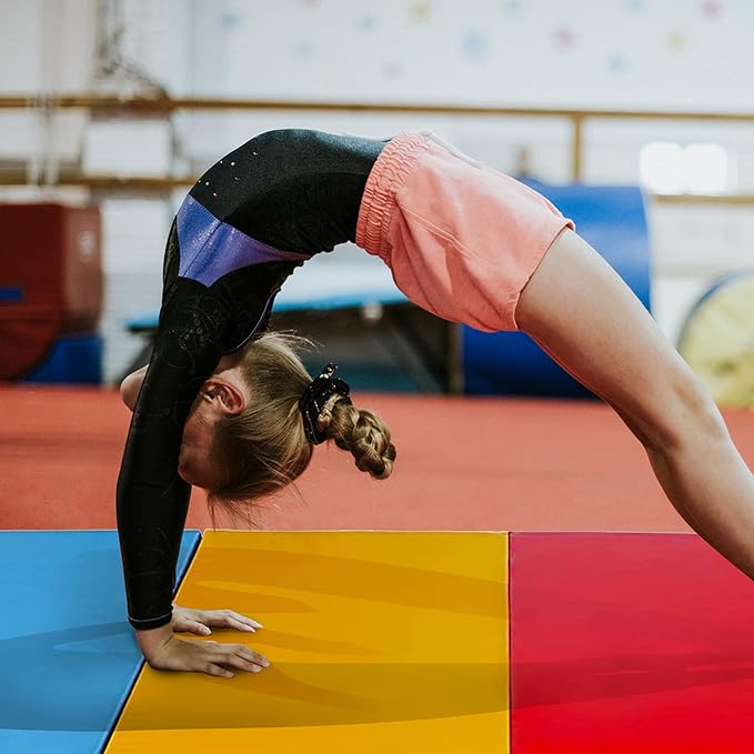BalanceFrom 10x4 Feet 4-Panel Folding Gymnastics Mat – 2-Inch Thick Pad with Vinyl Surface and Carrying Handles for Tumbling, Yoga, Pilates, Home Workouts, and Martial Arts - Bloomnest