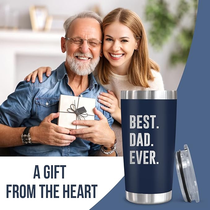 TEEZWONDER Gifts for Dad from Daughter Son - 20 oz Stainless Steel Insulated Coffee Tumbler with Lid - Birthday Gifts for Dad Who Wants Nothing, Mens Birthday Gift Ideas - Bloomnest