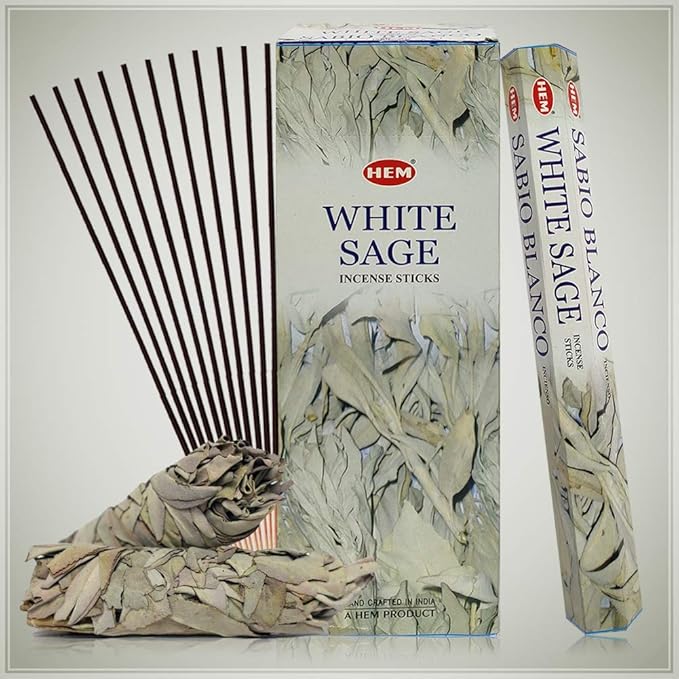 Trumiri Incense Stick Holder Bundle with Hem White Sage 20g Incense Sticks - Pack of 6 (Approx 120 Sticks) TRUMIRI