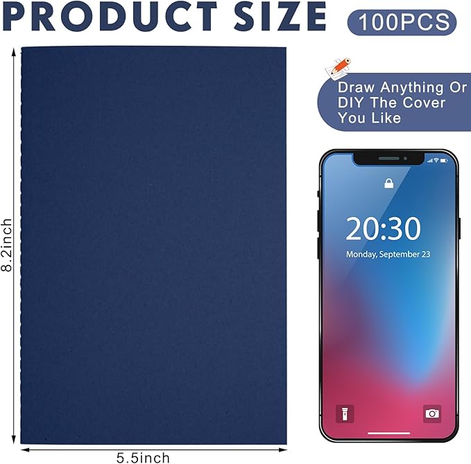 Mimorou 100 Pcs Journals Notebooks Bulk - Kraft Softcover A5 Small Notebooks 5.5 Inch x 8.3 Inch Notepads with 60 Page 30 Sheet for Writing Sketch Travel Office Supplies(Navy,Dot) - Bloomnest