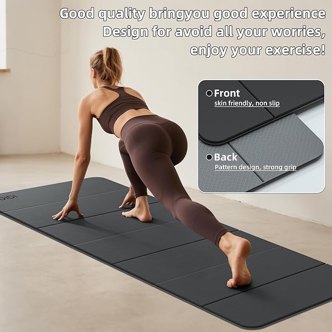Foldable Yoga Mat Extra Thick 0.32 Inches Eco-Friendly POE Material, Non-Slip Design Fitness Mats, Multi-Purpose Workout Mats For Studio or Home Use (71 x 24 x 0.32 inches） - Bloomnest