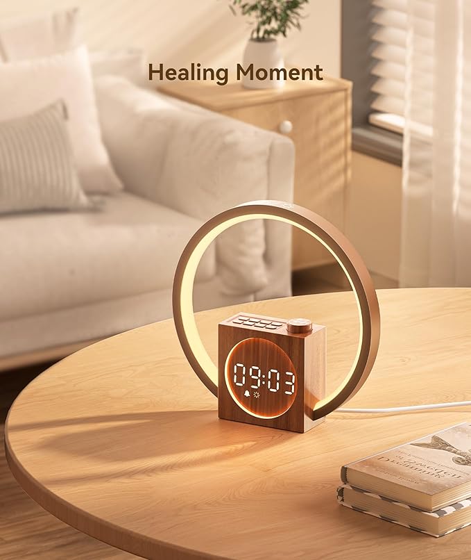 Dreamegg Sunrise Alarm Clock - Sound Machine for Sleep, 12 Ambient Colors &20-Level Dimmable Night Light, 25 Soothing Sounds, White Noise Machine, Wake Up Light for Adults, Stylish Bedroom Decor&Gift - Bloomnest