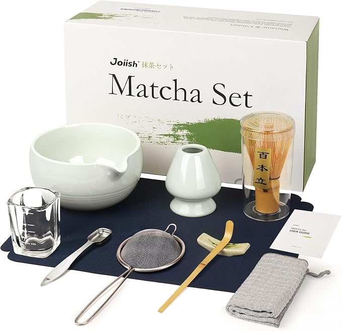 Matcha Whisk Set 10-Pcs Kit, Whisk and Bowl with Spout & Measuring Spoon & Cup, Japanese Tea Making Tools, Grey - Bloomnest