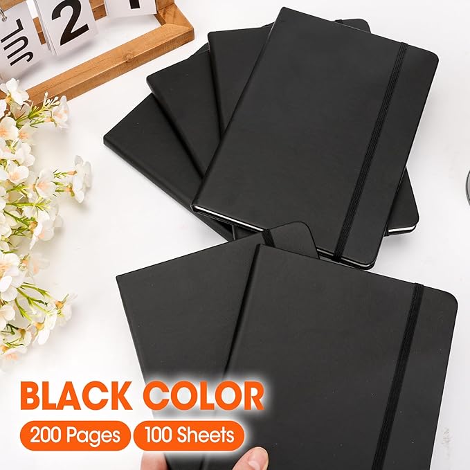 12 Pack Lined Journal Notebook for Work, 200 Pages, Medium 5.5 in x 8.3 in, A5 College Ruled, Hardcover Journaling Notebooks for Writing, Note Taking, Fit for Business Work School Home (Black) - Bloomnest