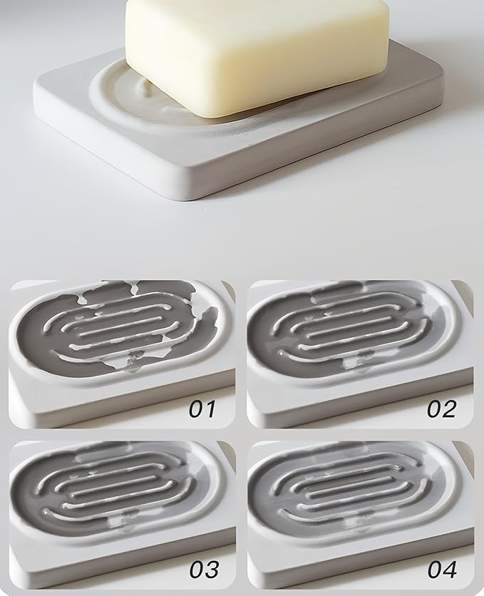 Soap Tray Water Absorbing Diatomite Dish Shampoo Bar Soap Holder Quick Dry Stone Soap Bar Holders Fast Drying Soap Saver Diatomaceous Earth Dishes for Shower Bathroom Bathtub Sink Organizer (Grey) - Bloomnest