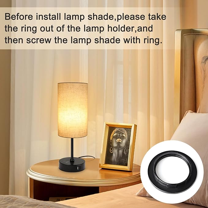 Unicozin Table Lamp, 3 CCT 3000K/4500K/6500K & RGB Color Changing, Stepless Dimmable Small Bedside Lamp for Reading, Ambience Nightstand Light for Home Decor Party, Beige Shade - Bloomnest