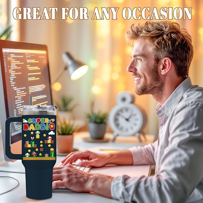 DUUV 40 Oz Tumbler for Dad, Birthday Gifts for Dad from Daughter Son Kids, Papa Gifts for Super Daddy Stepdad Elderly Father, Father Gift Ideas for Christmas Thanksgiving, 1PCS - Bloomnest