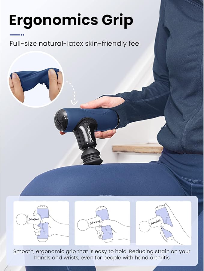BOB AND BRAD Q2 Mini Massage Gun, Pocket-Sized Deep Tissue Massager, Portable Percussion Muscle Massager, Ultra Small & Quiet Muscle Massage Gun with Carry Case - Blue - Bloomnest