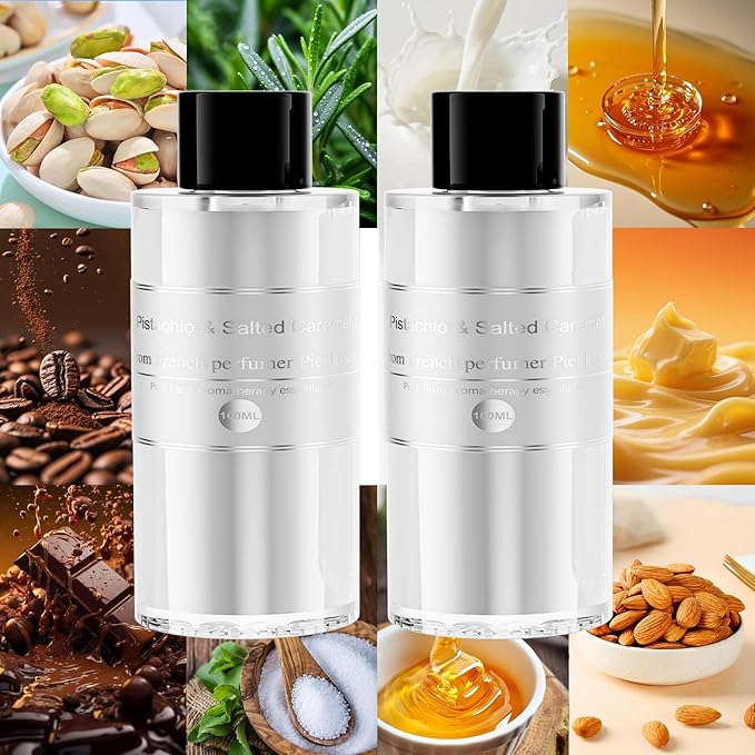 Amor Lyris 2 Packs Essential Oil Refill for Smart Car Air Freshener, 3.5OZ Car Diffuser Refill, Aromatherapy Perfume Refill (4-8 Months Use), Natural Plant Extracts, Pistachio & Salted Caramel - Bloomnest