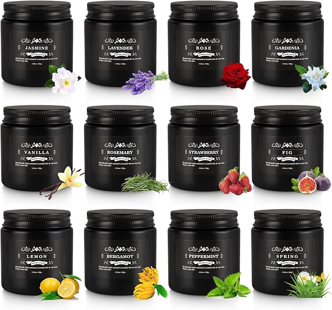 Scented Candles Gifts Set 12 Pack Soy Wax Travel Tin Jar Candles for Home 3.05 OZ for Mom for Christmas, Birthday, Thanksgiving, Mother's Day(Black) - Bloomnest
