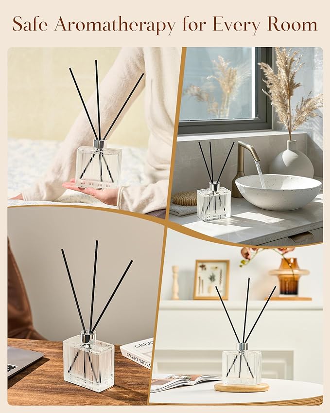 M&SENSE Sandalwood Lavender Reed Diffuser Set - 7.04 fl oz Scented Diffusers for Home, Long-Lasting Non-Toxic Fragrance Oil Aroma with Sticks, Housewarming Gifts for Bedroom Bathroom MSENSE