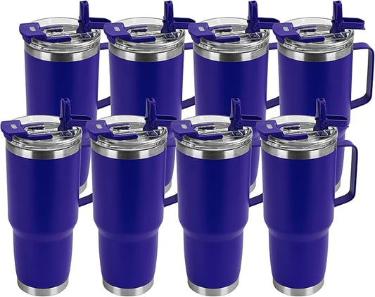 HASLE OUTFITTERS 30oz Tumbler Bulk with Handle, Insulated Travel Coffee Mug Set with Handle Leak-Proof Double Wall Stainless Steel Vacuum Tumblers Pack Metal Cup for Hot and Cold Drink - Bloomnest