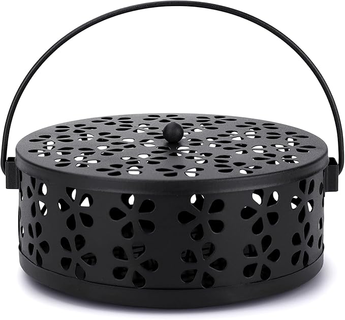 Mosquito Coil Holder Indoor Outdoor Portable Incense Coil Burner for Patio Camping (Black) - Bloomnest