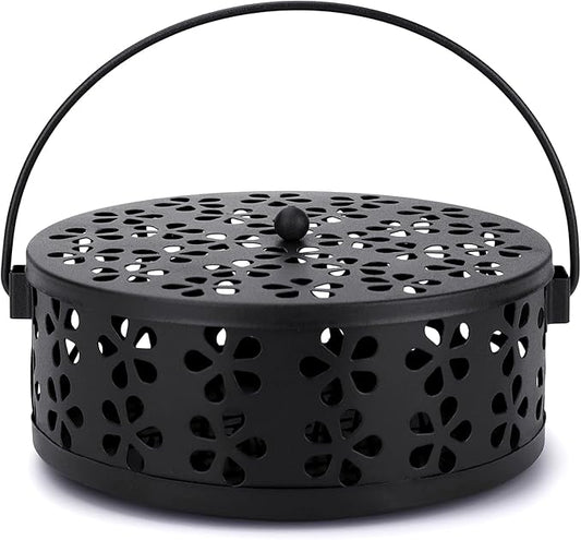 Mosquito Coil Holder Indoor Outdoor Portable Incense Coil Burner for Patio Camping (Black) - Bloomnest