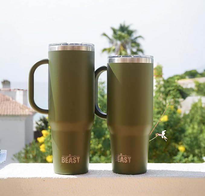 Beast 42 oz Tumbler Stainless Steel Vacuum Insulated Coffee Ice Cup Double Wall Travel Flask (Army Green) - Bloomnest