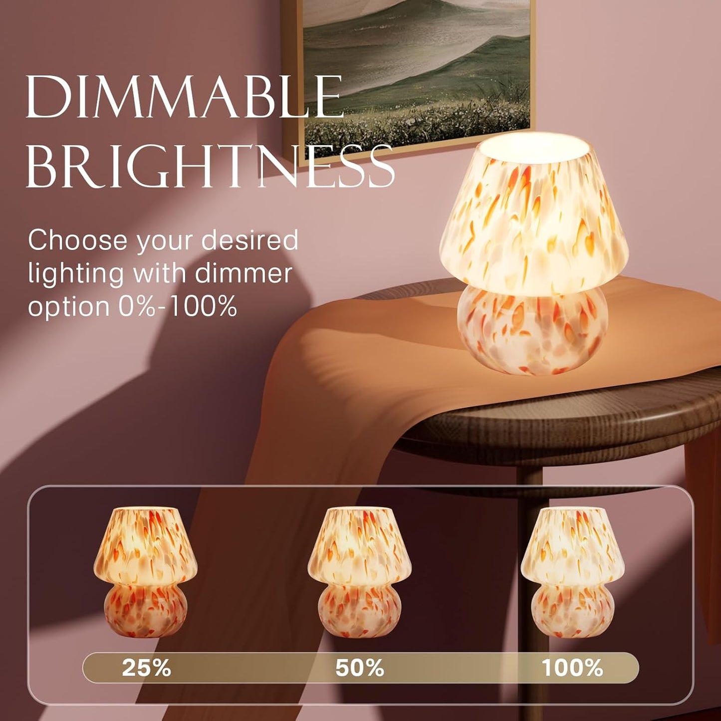 Mushroom Lamp Table Lamp for Bedroom,Small Desk Bedside Lamps for Living Room,Mushroom Decor Cute Mini Modern Mid Century Lamps for Night Stands,Aesthetic Home Living Room Decor(Flame Cream)