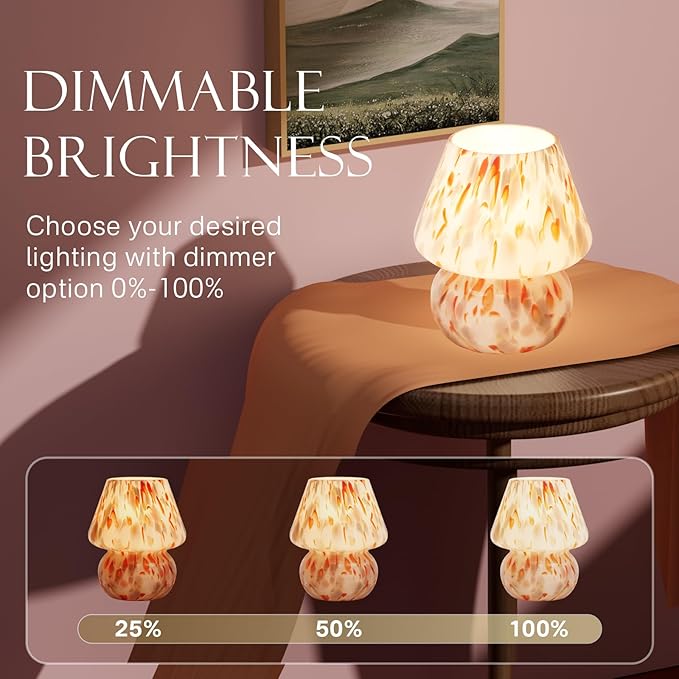 Mushroom Lamp Table Lamp for Bedroom,Small Desk Bedside Lamps for Living Room,Mushroom Decor Cute Mini Modern Mid Century Lamps for Night Stands,Aesthetic Home Living Room Decor(Flame Cream) - Bloomnest