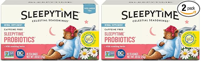 Celestial Seasonings Sleepytime Wellness Tea Plus Probiotics, Caffeine Free, 18 Tea Bags Box (Pack of 2) - Bloomnest