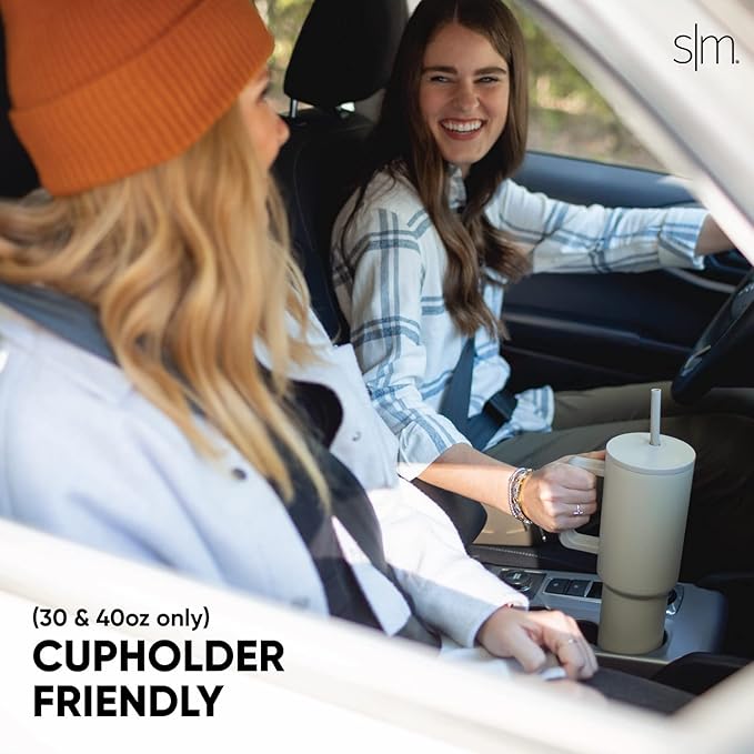 Simple Modern 40 oz Trek Tumbler with Handle and Straw Lid | Cup Holder Friendly Insulated Stainless Steel Travel Mug | Downhill Skiing SimpleModern