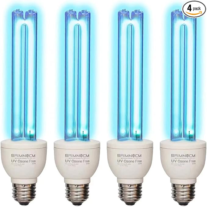 BAIMNOCM UV Light Bulb Ozone Free, UVC Lamp 25 Watt, UV Disinfection Light, 254nm Weavelength UVC lamp Ultraviolet Light Bulb, E26 Base 4 Pack - Bloomnest