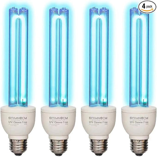 BAIMNOCM UV Light Bulb Ozone Free, UVC Lamp 25 Watt, UV Disinfection Light, 254nm Weavelength UVC lamp Ultraviolet Light Bulb, E26 Base 4 Pack - Bloomnest