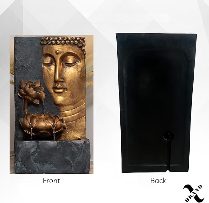 XBrand 30" Indoor/Outdoor Buddha Face Water Fountain with LED Light and Pump Zen Decor for Home, Office, Garden, and Patio