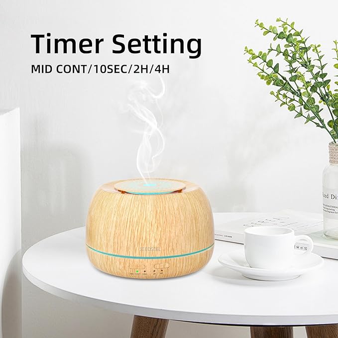 300ML Essential Oil Diffuser 8 Hours Run Time, Aromatherapy Diffuser with Remote Control,7-Color LED for Home - Bloomnest