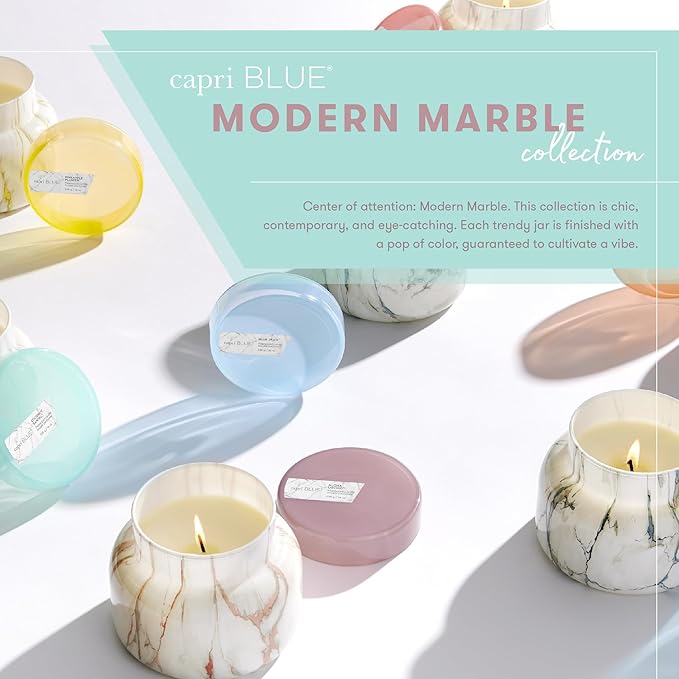 Capri Blue Scented Candles - Modern Marble Oversized Jar - Luxury Candles for Home Scented with Tropical Fruits & Sugared Citrus - Soy Wax Blend (Volcano, 28 oz) - Bloomnest