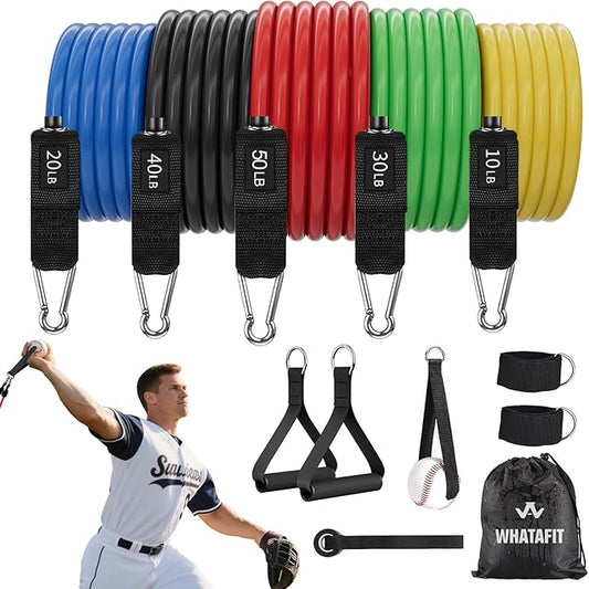 WHATAFIT Resistance Bands, Exercise Bands，Resistance Bands for Working Out with Handles for Men and Women Fitness, Strength Training Home Gym Equipment - Bloomnest