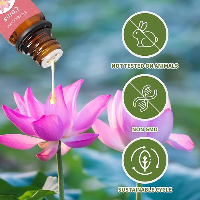 Sedbuwza Peony Lotus Essential Oil Set, Peony Fragrance Oil Lotus Scent Oil Set for Diffuser, Aromatherapy, Massage, Soap, Candle Making 2 x 10 ml Sedbuwza